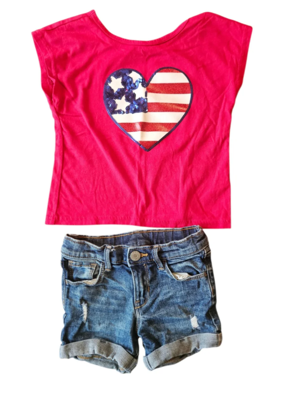 Girls size 4-5 Lot of 7 Outfits Summer 4th of July Back to School Clothes